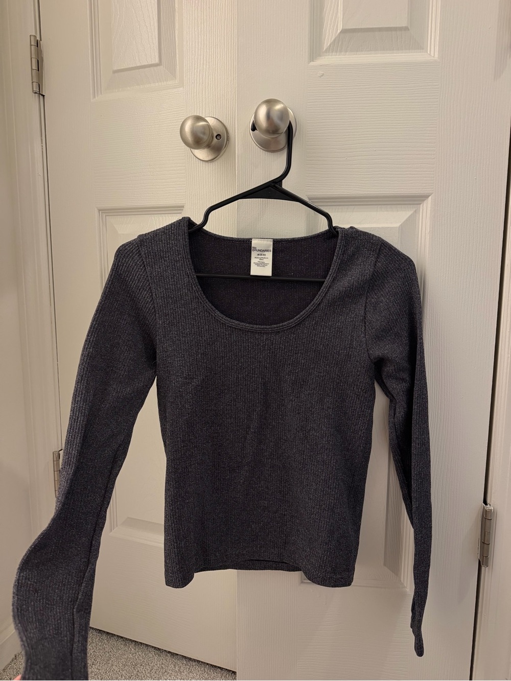 No Boundaries Charcoal Scoop Neck Ribbed Sweater
